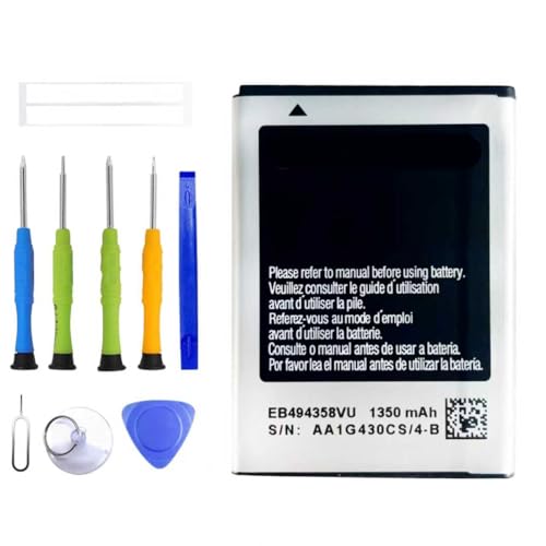 ERYNK EB494358VU Batterie de rechange compatible avec Samsung Galaxy Ace GT S5830 S5830i avec jeu d'outils
