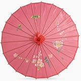 JapanBargain 2169, Asian Parasol Japanese Chinese Nylon Umbrella Parasol for Photography Cosplay Costumes Wedding Party Home Decoration Kids Size, 22 inch, Hot Pink