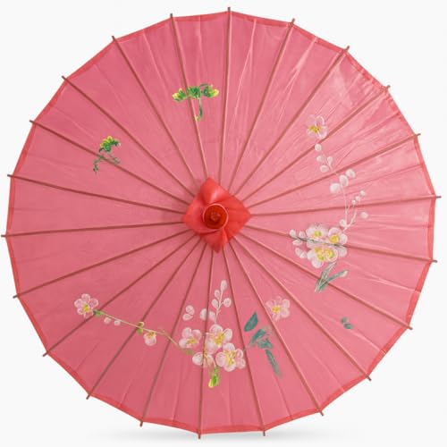 JapanBargain 2169 Asian Parasol Japanese Chinese Nylon Umbrella Parasol for Photography Cosplay Costumes Wedding Party Home Decoration Kids Size 22 inch Hot Pink