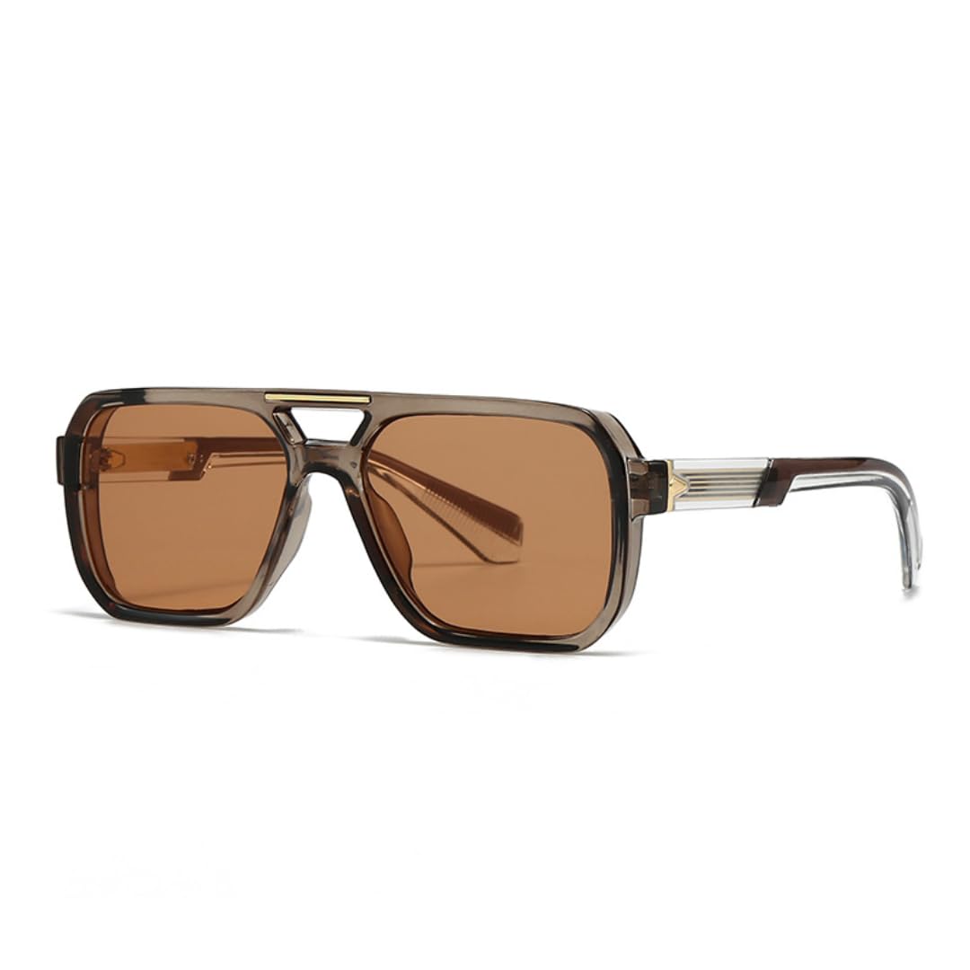 Gafas de sol para hombre y mujer, estilo retro con remaches, tonos azul té, protección UV400, gafas de sol degradadas para exteriores.