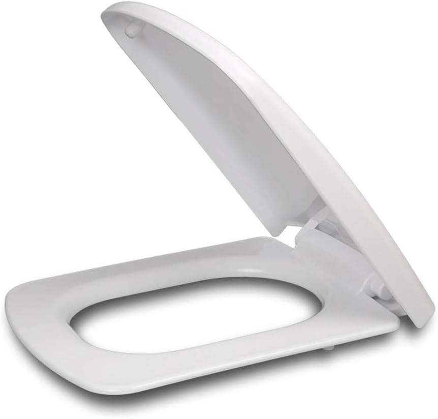 Toilet Seat Square White for Easy Cleaning and Hinge Replacement,Strong Hinges Slowly Closed