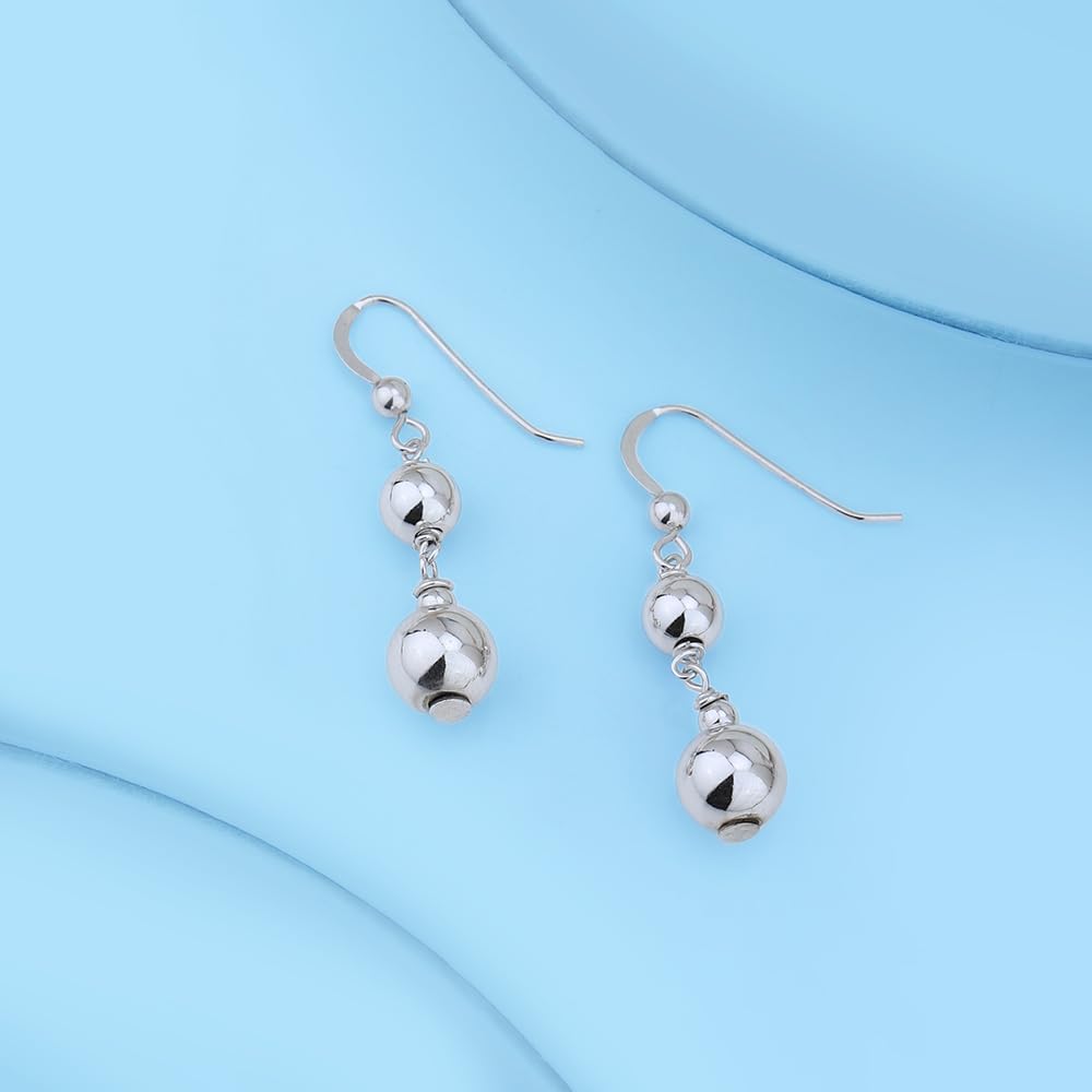 Vanbelle Sterling Silver Jewelry - Rhodium Plated with 925 Stamp - Graduating Silver Beads Drop Earring - Lightweight Elegant Handcrafted for Women - Image 7