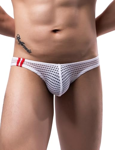 Mens Sexy Underwear Briefs - Mens Thong Mesh Quick Dry Breathable Low Rise Fishnet Bikini Underwear for Male2
