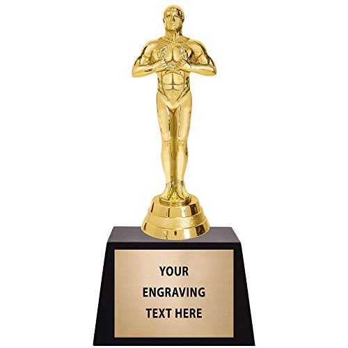 Crown Awards Achievement Trophy with Custom Engraving, Gold Award Ceremony Trophy On Trapezoid Base