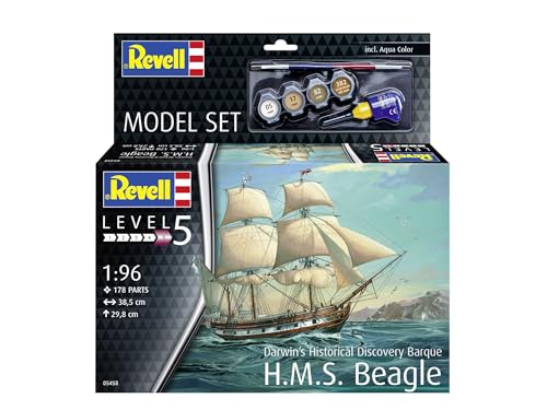 Revell Model Set 65458 Model Set HMS Beagle 1:96 Scale Unbuilt/Unpainted Plastic Model Kit with Accessories - Image 2