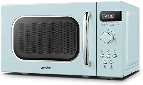 COMFEE’ Retro Style 800w 20L Microwave Oven with 8 Auto Menus, 5 Cooking Power Levels, and Express Cook Button – Mint Green -CM-M202RAF(GN)