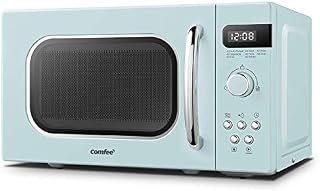 COMFEE' Retro Style 800w 20L Microwave Oven with 8 Auto Menus, 5 Cooking Power Levels, and Express Cook Button - Mint Green -CM-M202RAF(GN)