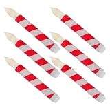 Ciieeo LED Flammenlose Stabkerzen 6 Stück Gestreift Rot Weiß Batteriebetrieben für Hochzeit...