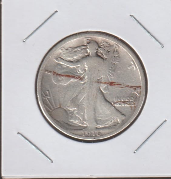 1916 Liberty Walking (First Year) (90% Silver) Half Dollar Very Good