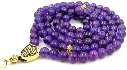 ALBASHAN Tasbih 2021 Natural purple Amethysts 99beads bracelet Islamic Eid gift Gold Tassel for women rosary bead Muslim turkish Jewelry (6mm x 99beads)