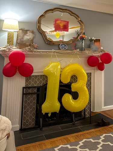 Image of Number Balloons Yellow 3 Balloon 40 inch for 3rd Birthday Party Decorations | Saturated Color, Large 40 inch, With Inflation Straw & Hanging Holes, Great for Thanksgiving, Labor Day, Vintage Theme Party