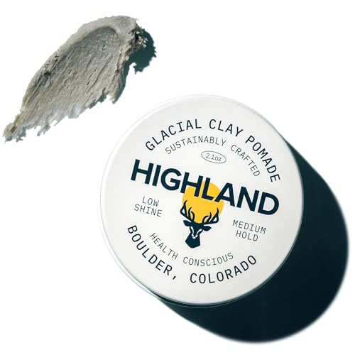 Highland Glacial Hair Clay Pomade - Award winning hair styling clay for men and women made with 100%...