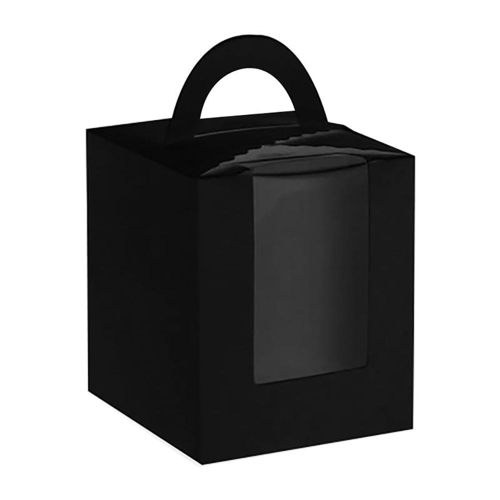 Van Der Linn Single Cupcake Boxes, Individual Cake Boxes With Display Window Box Cup Cakes (Black (5boxes))