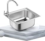 TAIYANYU Small Kitchen Sink, Single Bowl Stainless Steel Sink for Undermount and Flushmount Intallation Reversible Drainer with Waste Pipes Clips (Color : Silver, Size : A(37x32cm)