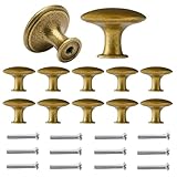 Générique Boutons de Placard en Laiton Antique, Lot de 12 Boutons Ronds de 30 mm pour Portes de Meubles, Boutons de Porte Vintage avec Vis pour Cuisine, Armoire, Placard