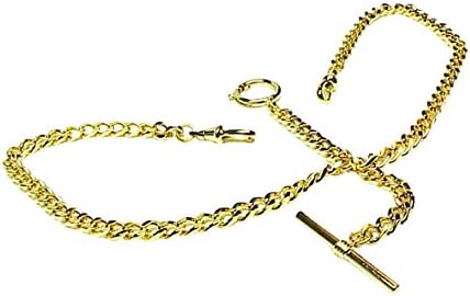 Old Father Time GOLD Double Albert Pocket Watch Chain-916Ymx