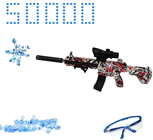 Automatic Gel Ball Launcher Toy - M416 Gel Ball Launcher Water Ball Launcher with 50000 Water Gel Beads for Adults Shooting Battle Games Automatic Splatter Outdoor (A)