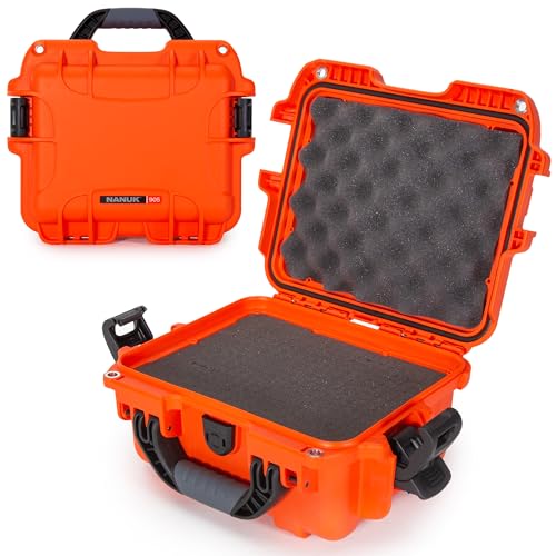 Image of NANUK 905 Hard Case with Foam - IP67 Waterproof Hard Case, Protective Hard-Shell Box for Camera, Drone & Gear - Impact-Resistant, Dustproof, Travel-ready, 12.5 inch x 10.1 inch x 6 inch, Made in Canada - Orange