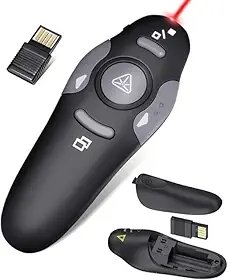 Apresentador de Slides Sem Fio, com Laser Vermelho, Controle Remoto para PowerPoint, Ideal para Palestras e Reuniões