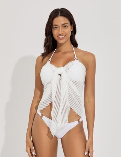 Tournesol Women's Sarong Crochet Cover Up Skirt Short Beach Wrap Skirts Sheer Bikini Bathing Suit Wraps S-XXL2