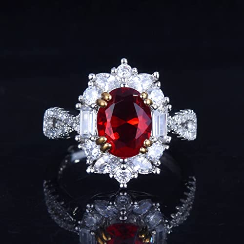 3 Carat Artificial Ruby Ring Inlaid with Precision Simple and Generous Opening Color Treasure Female Ring Fashion Cubic Zirconia high-end Multi-Faceted Cushion-Shaped Ladies Wedding Ring CZC431 (Red)4