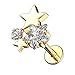 Piercing Stab Stecker Lippenpiercing Ohrpiercing Labret Lippe Ohr Tragus Helix Platte Stud Sterne mit Glitzer Strass Kristall Gold 6mm