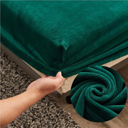 Samt Spannbettlaken 90x200 cm Warm Winter Frottee Spannbetttücher, Highdi Microfleece Flausch Vert Spannbetttuch 90 x 200 Boxspringbett… – Ansicht 1