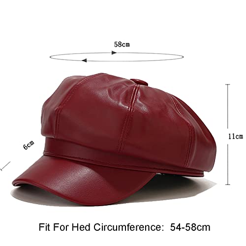 Sydbecs Pu Newsboy Caps For Women Solid Color Paperboy Hat Cabbie Painter Cap #TOP1