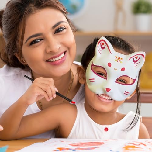 Máscara de gato blanca base rígida para manualidades de Halloween DIY 4