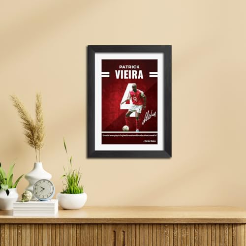 Image of TenorArts Patrick Vieira Quotes Poster Arsenal Laminated Photo Print Frame Painting with Matt Finish Black Texture (12 inches x 9inches)