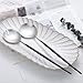 Zerophilo Salad Servers,Spoon and Fork Set 11.41 inch,18/10 Stainless Steel Salad Serving Titanium Plating (black silver)