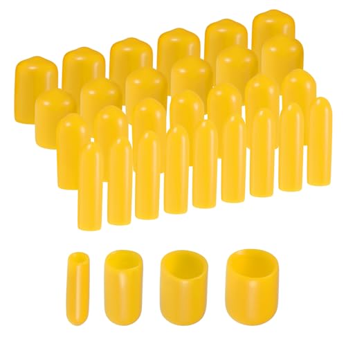 Image of uxcell 80pcs Round Rubber End Caps 1 /8 inch 1 /4 inch 3 /8 inch 1 /2 inch Yellow Vinyl Cover Screw Thread Protectors Assortment Kit(3mm 6mm 9mm 12mm)
