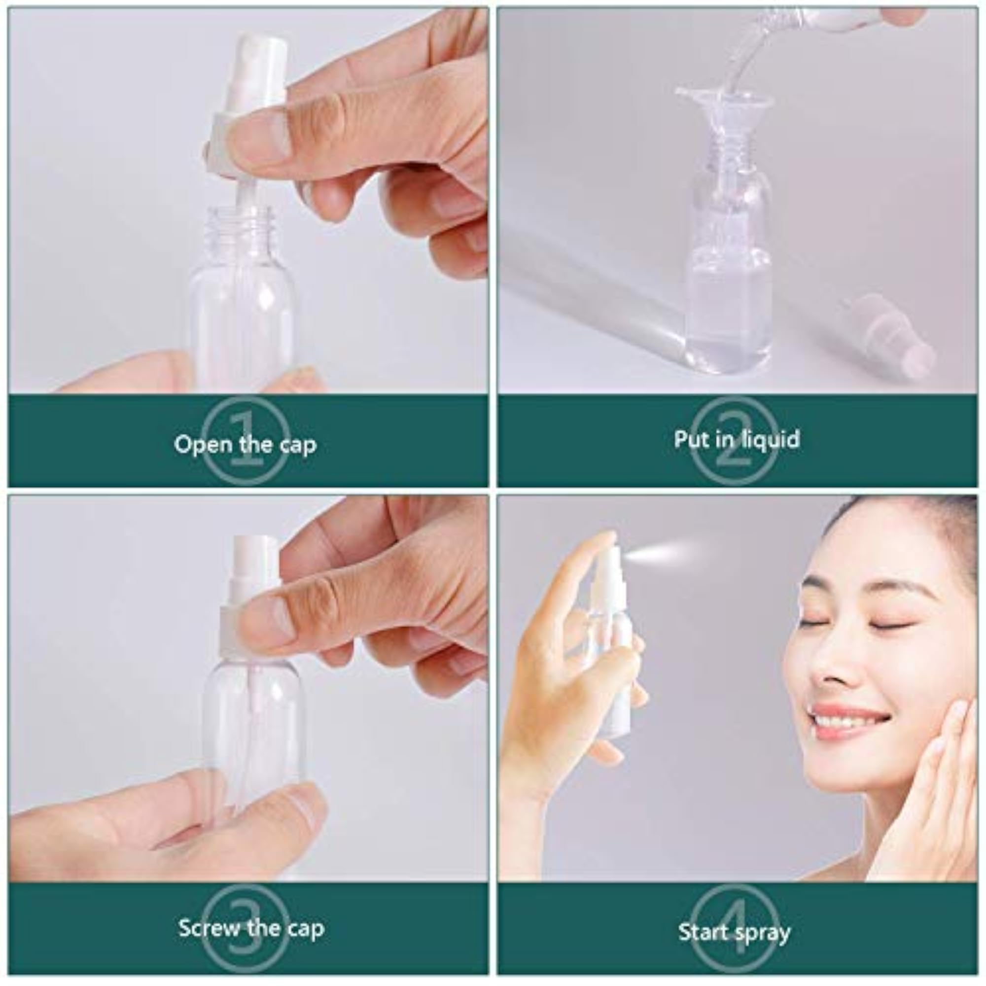 Ivaan - Travel Small Spray Bottles 4 Pack, 50ml