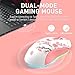 DAREU Sakura Pink Gaming Maus Kabellose mit Magnetic Charging Dock Wiederaufladbar RGB,12K DPI, 7 Programmierbare Tasten, Hochpräziser Sensor 300IPS 1000Hz für PC Notebook Mac