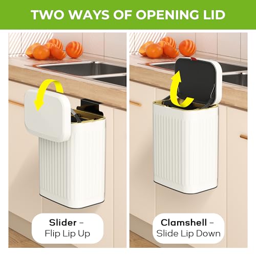 🏡🍽️Kitchen Compost Bin Hanging Trash Can – 2.1 Gallon Stainless Steel Wall-Mount Bin with Lid | Indoor Trash Solution for Cabinet, Under Sink & Bathroom (Ivory White, 8L) - Image 4