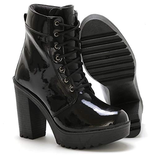 Bota Coturno DM DAMANDO Tratorado Feminino Salto Alto Tamanho:34;Cor:Preto;Genero:Feminino