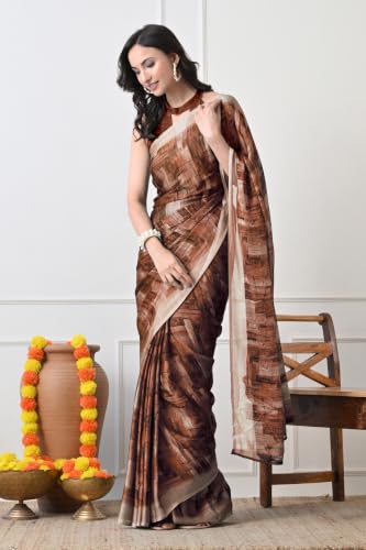 Image of MIRCHI FASHION Women Saree | Chiffon Batik Printed Breathable Regular Use Sari with Blouse