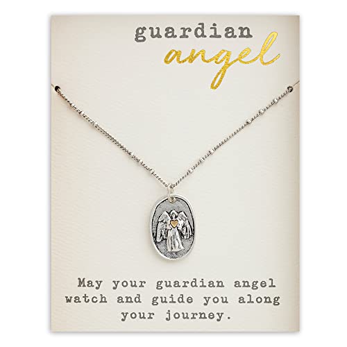 DEMDACO Guardian Angel Wing Heart Silver Gold Plated One Size Brass Metal Charm Necklace