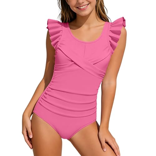 Traje de baño con volantes en la espalda para adolescentes activos