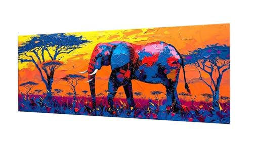 Diamond Painting Éléphants - Kit complet broderie diamant 5D 30x75cm pour décoration murale DIY