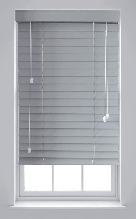 STL Faux wood wooden Grey Venetian Blinds 50mm Slate (90x150cm (35.4in))
