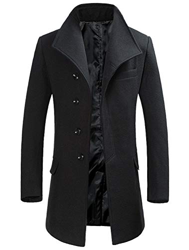 Image of FTCayanz Men's Wool Trench Coat Winter Slim Fit Business Top Coat Single Breasted Overcoat