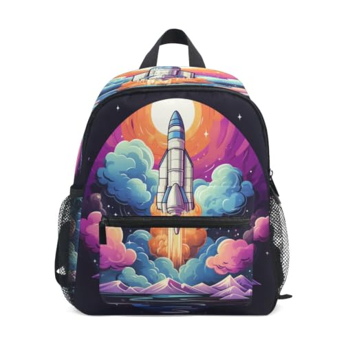 Sac à dos enfant violet fusée volant idéal pour les sorties scolaires et le parc