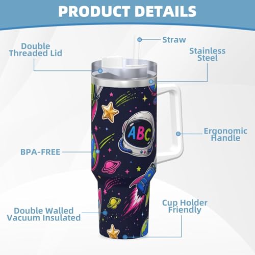 Botella de agua reutilizable Space School Rocket: vaso aislado de 40 oz 7