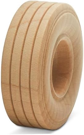 Mini Wood Wheels Treaded Style, 1-3/4 inch Diameter, 5/8 inch Thick, Pack of 4, for Crafts and DIY Car Models, by Woodpeckers