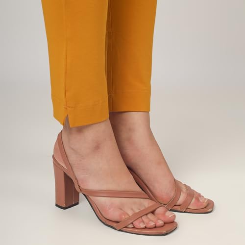Image of ON&ON Women's Cotton and Lycra Stretchable Slim Fit Straight Pant | Trouser for Casual Wear and Office Wear
