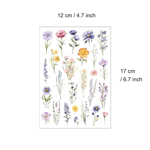 Everjoy Watercolor Wild Flowers Small Temporary Tattoo Stickers - Waterproof Tiny Floral Fake Tattoos for Women and Girls - Image 3