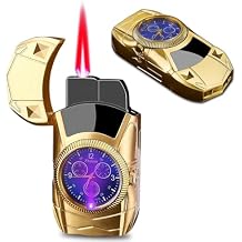Torch Lighter, Cool Sports Car Lighter - Premium Metal Windproof Adjustable Red Flame, Refillable Butane Gas Lighter for Outdoor Indoor Without Butane, Ideal Gift for Men & Women-Gold