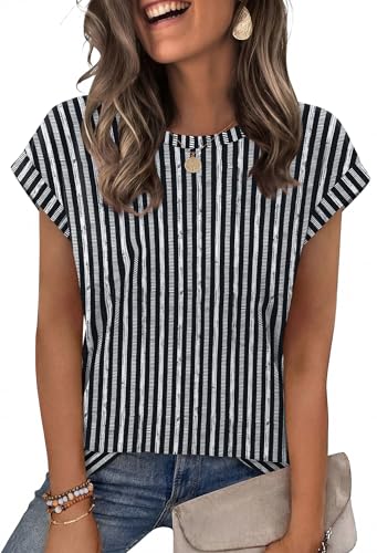 Image of Alaroo Womens Summer Tops Short Sleeve Shirts Crew Neck Tshirt Cute Trendy Tunic Blouses (S-3XL)