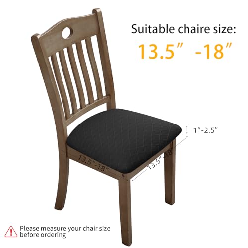 Image of YISUN Stretch Chair Seat Covers, Dining Room Chair Seat Covers, Removable Washable Kitchen Seat Covers Protectors Cushion Slipcovers (4, Black)